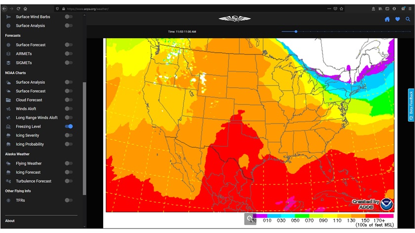 Check out freezing levels in the new AOPA Weather.