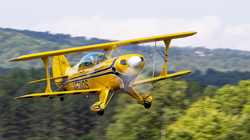 A Pitts S-2B has a little more interior space than some, but not much. Bill Gordon is seen here flying his at the 2015 Green Mountain Aerobatic Contest in Springfield, Vermont. Photo by Jim Moore. 