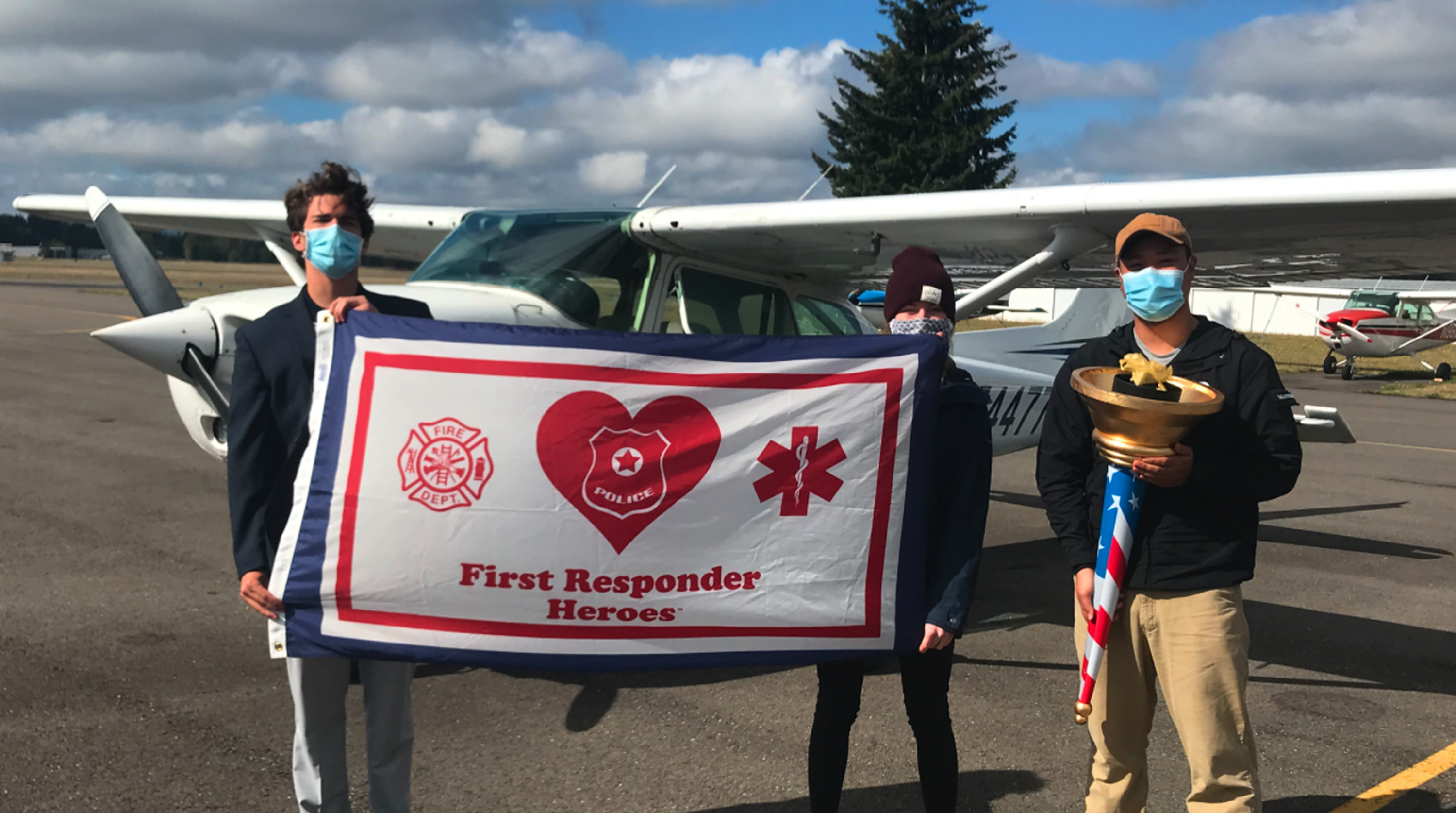 A general aviation flight relay honors health care professionals during a stop in Portland, Oregon. Photo courtesy of the Spirit of Liberty Foundation.