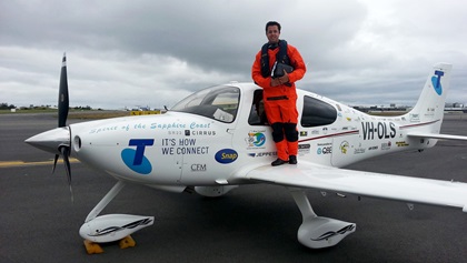 Ryan Campbell in Reykjavik, Iceland, during his 2013 solo circumnavigation flight. Photo courtesy of Ryan Campbell.