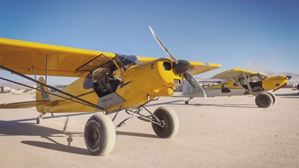 “Doug the Cub,” Campbell's modified Piper Super Cub, is named in honor of WWII Spitfire pilot Sir Douglas Bader who flew with prosthetic legs.  Photo courtesy of Ryan Campbell.