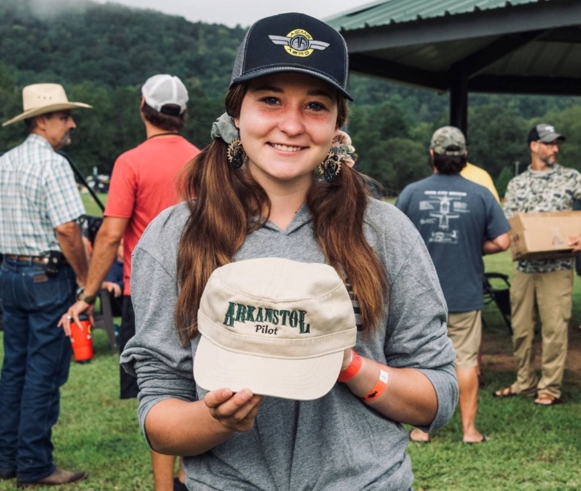 Jaden Newman with her ArkanSTOL hat, a badge of honor only awarded to ArkanSTOL pilots. Photo courtesy of Tanya Newman.