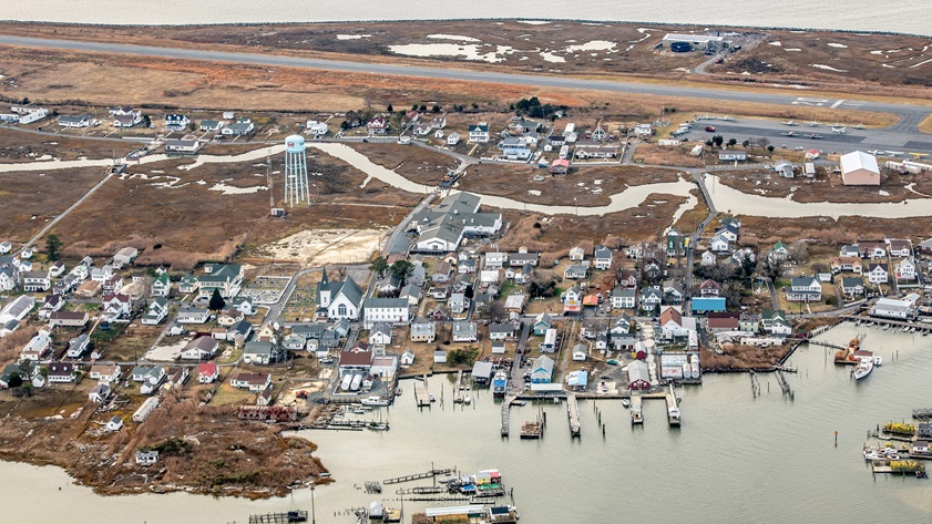 A view of Tangier Island, Virginia, from the air. Photo courtesy of Ed Remsberg, Remsberg.com.