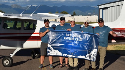 Bald Eagle Aviation Club operates a 1957 straight-tail Cessna 182A from Kalispell City Airport in Montana and is the 150th flying club assisted by the AOPA Flying Clubs Initiative. Photo courtesy of the Bald Eagle Aviation Club.