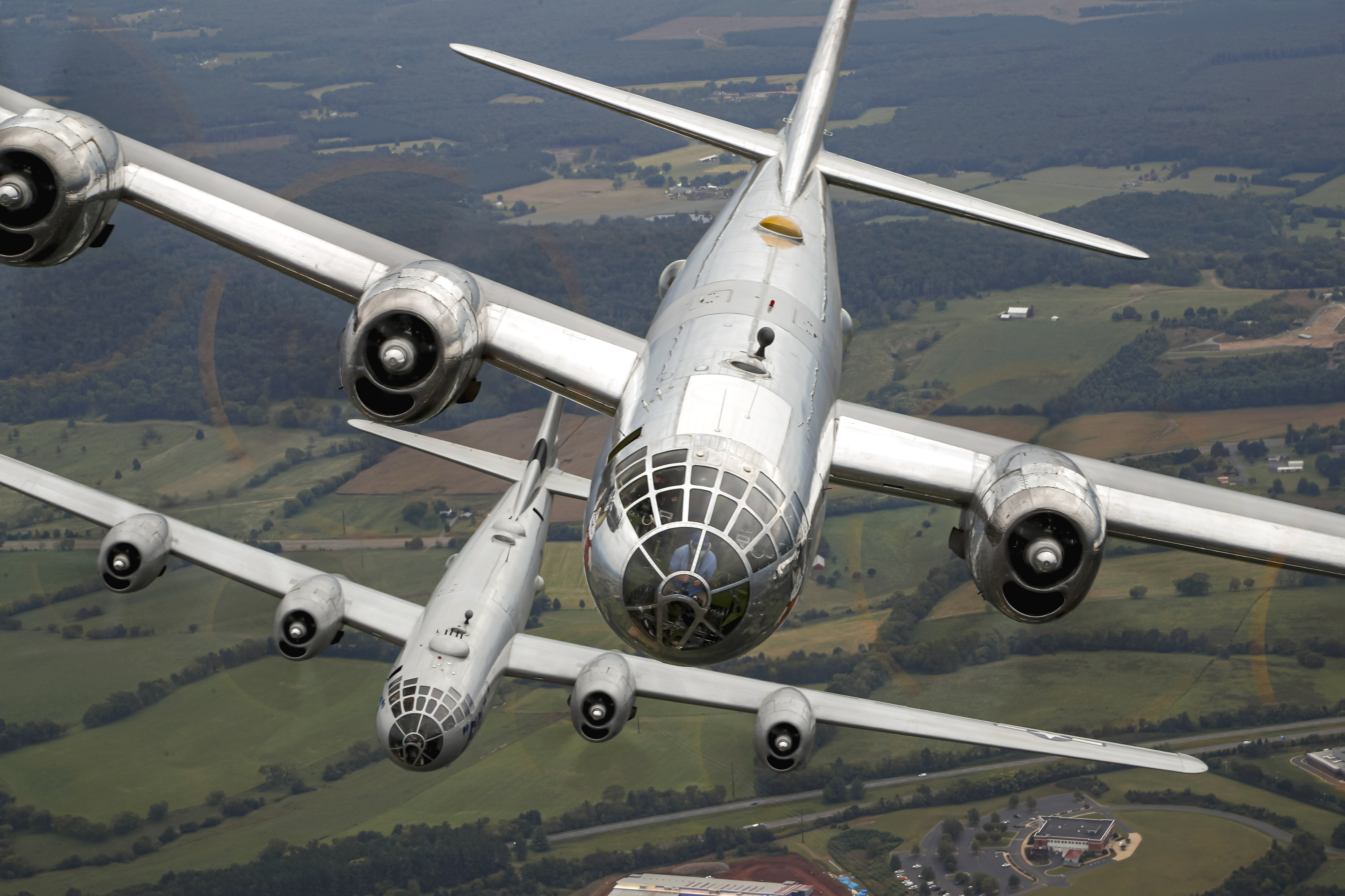 The Boeing B-29 Super Fortress "Doc" and "FiFi" participate in formation practice September 25, 2020. Photo by Chris Rose.