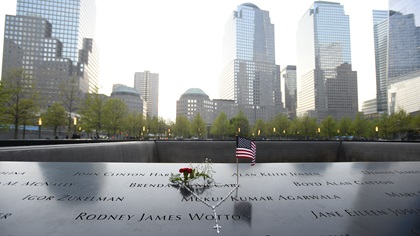 The 9/11 Monument in New York, photographed in 2016. Photo by David Tulis.