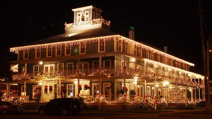 The Gibson Inn is decorated for the winter holidays in Apalachicola, Florida. Photo by David Tulis.