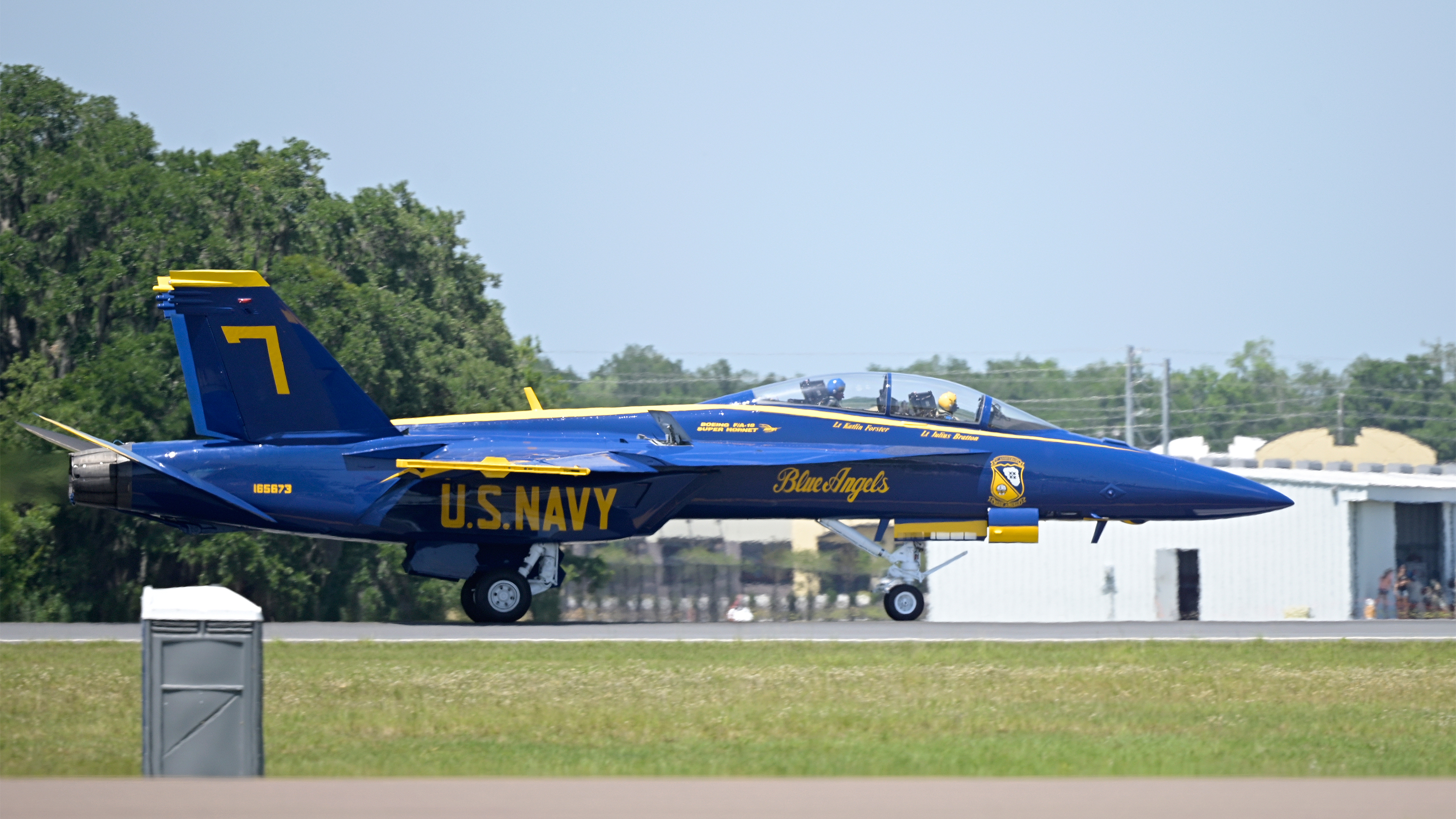 U.S. Navy Blue Angels No. 7 made its arrival during the Sun 'n Fun Aerospace Expo on April 14. Photo by Phelan M. Ebenhack.