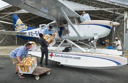 Samaritan Aviation uses Cessna 206 seaplanes to deliver medical supplies in Papua New Guinea. Photo courtesy of Samaritan Aviation.