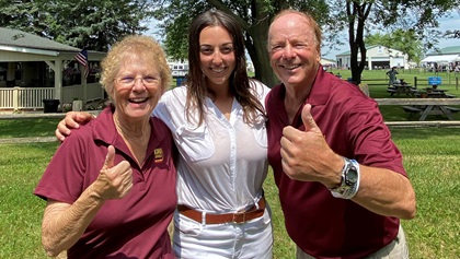 Women in Aviation International/Martha King Scholarship for Female Flight Instructors winner Sarah Tamar Kohan with King Schools founders Martha and John King. Photo courtesy of King Schools.