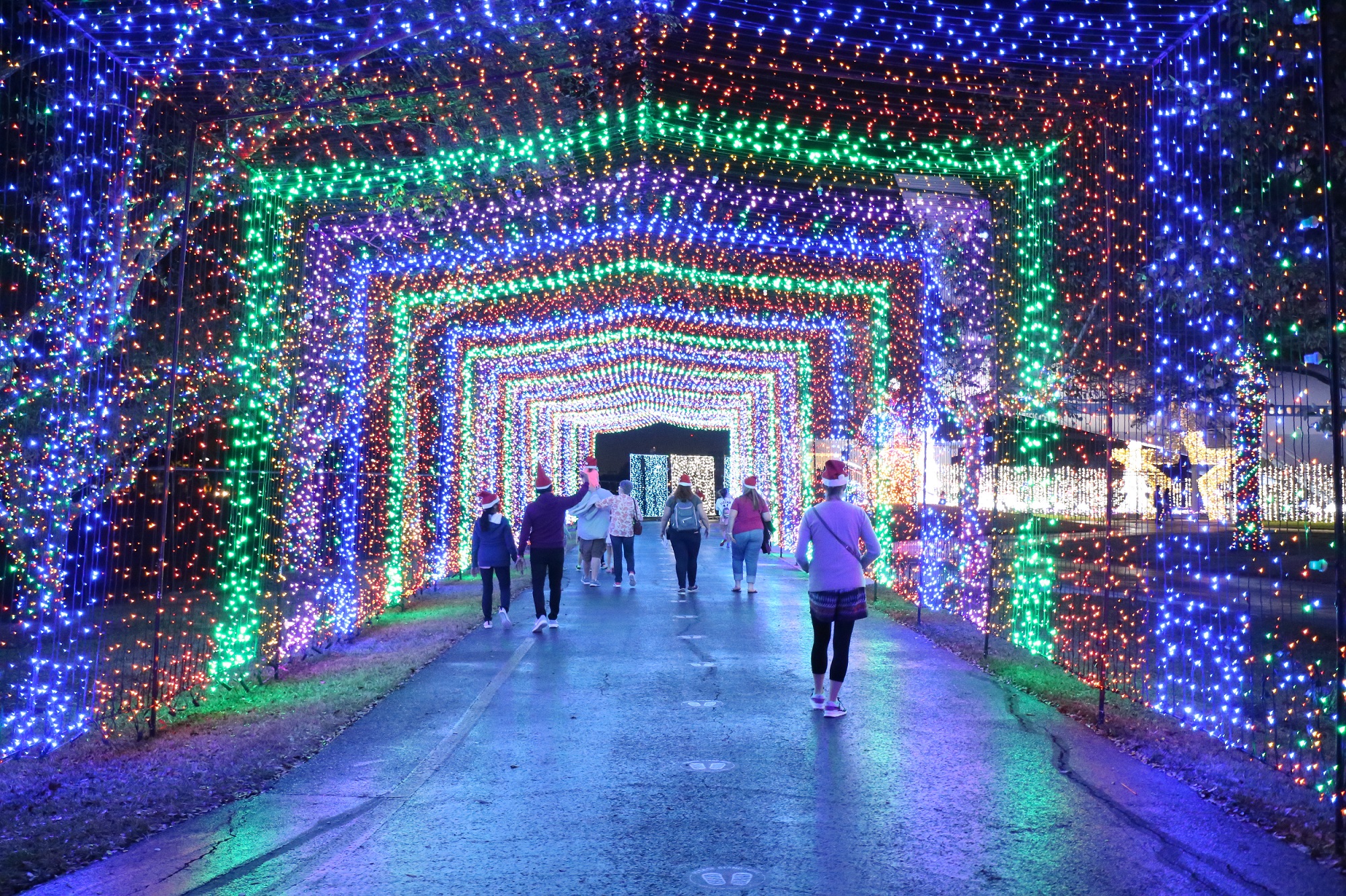 Walk through a 200-foot LED light tunnel made of more than 250,000 lights synchronized to festive holiday music at Space Center Houston’s Galaxy Lights, presented by Reliant. Photo courtesy of Space Center Houston. 