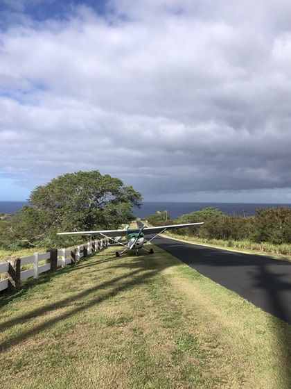 A Cessna Skyhawk with four people aboard and a malfunctioning engine landed on Puakea Bay Road in Puakea Bay Ranch, a gated community in Hawi, Hawaii, on November 19. The aircraft was not damaged, and neighborhood residents offered refreshments and a phone to the CFI, student pilot, and two passengers aboard the planned cross-country training flight. (The flight crew pushed the aircraft off the road and into the grass after landing to leave room for vehicles to pass.) Photo courtesy of Preston Schoewe.