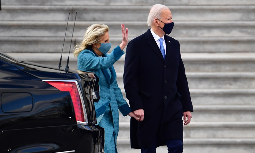 President Joe Biden and First Lady Jill Biden depart the U.S. Capitol after inauguration ceremonies in Washington, D.C., on Wednesday, January 20, 2021. Pool photo by David Tulis/UPI.    
