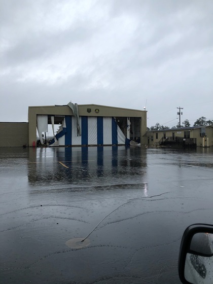 A hangar at Tallahassee International Airport was damaged by the January 27 tornado. Photo courtesy of the City of Tallahassee via Twitter. 