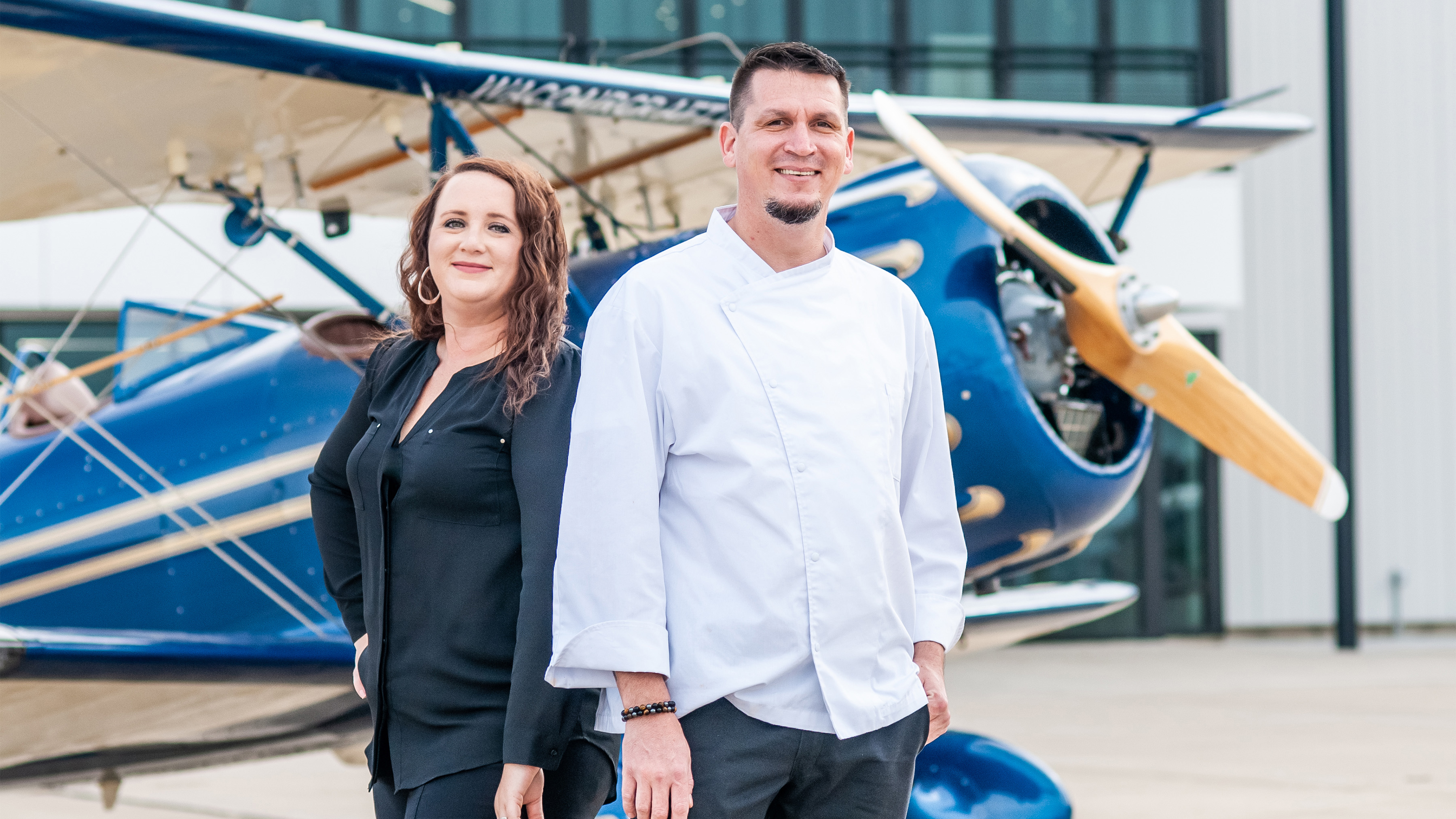 Restaurant Manager Brooke Pembroke and Head Chef Randall Nash. Photo courtesy of Waco Aircraft Corp.