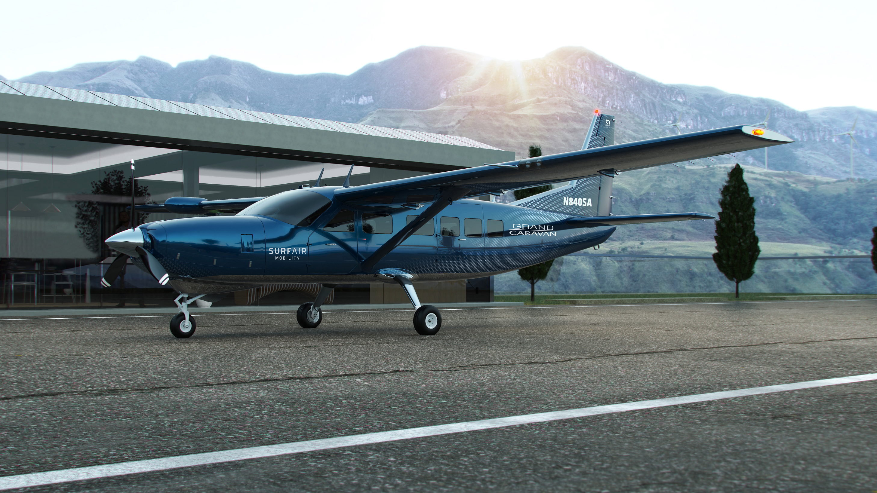 A Surf Air Mobility version of the Cessna Grand Caravan EX will feature a hybrid electric system to power a nine-seat version of the single-engine turboprop. Image courtesy of Textron Aviation.