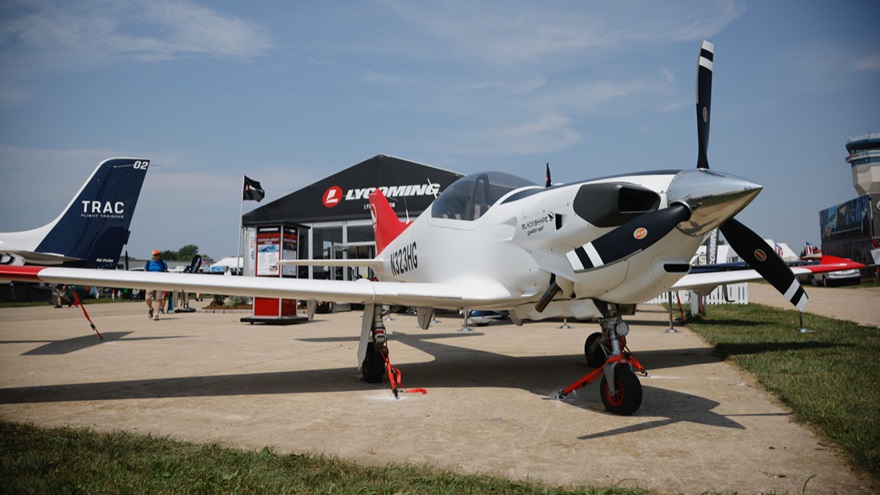 A sleek new Italian airplane, the Blackshape Gabriel 160 Leisure and its higher-end Gabriel bk160TR, debuted at EAA AirVenture in Oshkosh, Wisconsin, and targets the U.S. training market. Photo by Chris Rose.