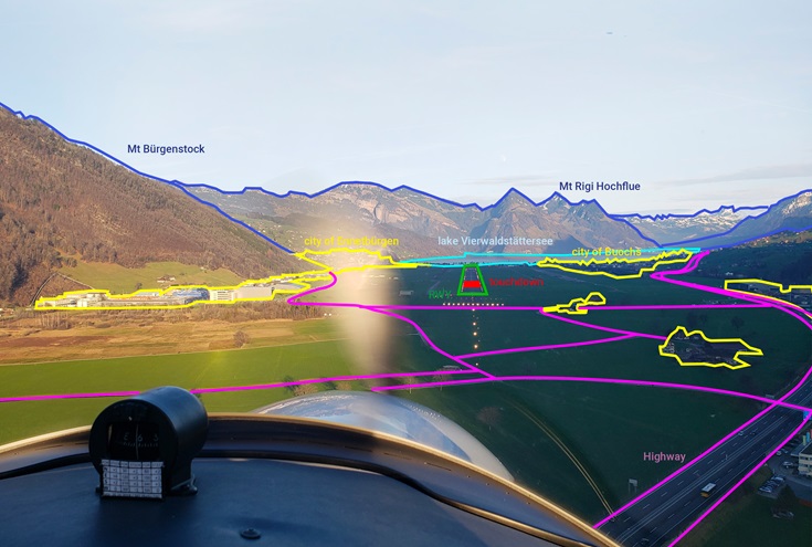 The forthcoming Avidyne PilotEye Vision System will be powered by a neural network developed to interpret the aircraft environment using video images. The technology will help pilots find suitable landing options in case of emergency, spot traffic, and maintain alignment and glidepath to their chosen runway. Image courtesy of Daedalean.