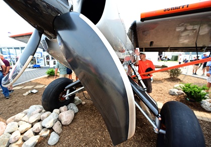 A four-blade carbon fiber propeller augments the 600-horsepower engine of 'Scrappy.' Photo by David Tulis.                                                            