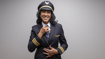 Bessie Coleman, the first female African American and Native American to earn a pilot certificate, became such a hero to Carole Hopson when she was aspiring to become a professional pilot that she decided to write a historical fiction novel about her. Hopson is now a first officer with United Airlines and is releasing the novel about Coleman on the 100th anniversary of her earning her pilot certificate June 15, 1921. Photo by Derrick Davis.