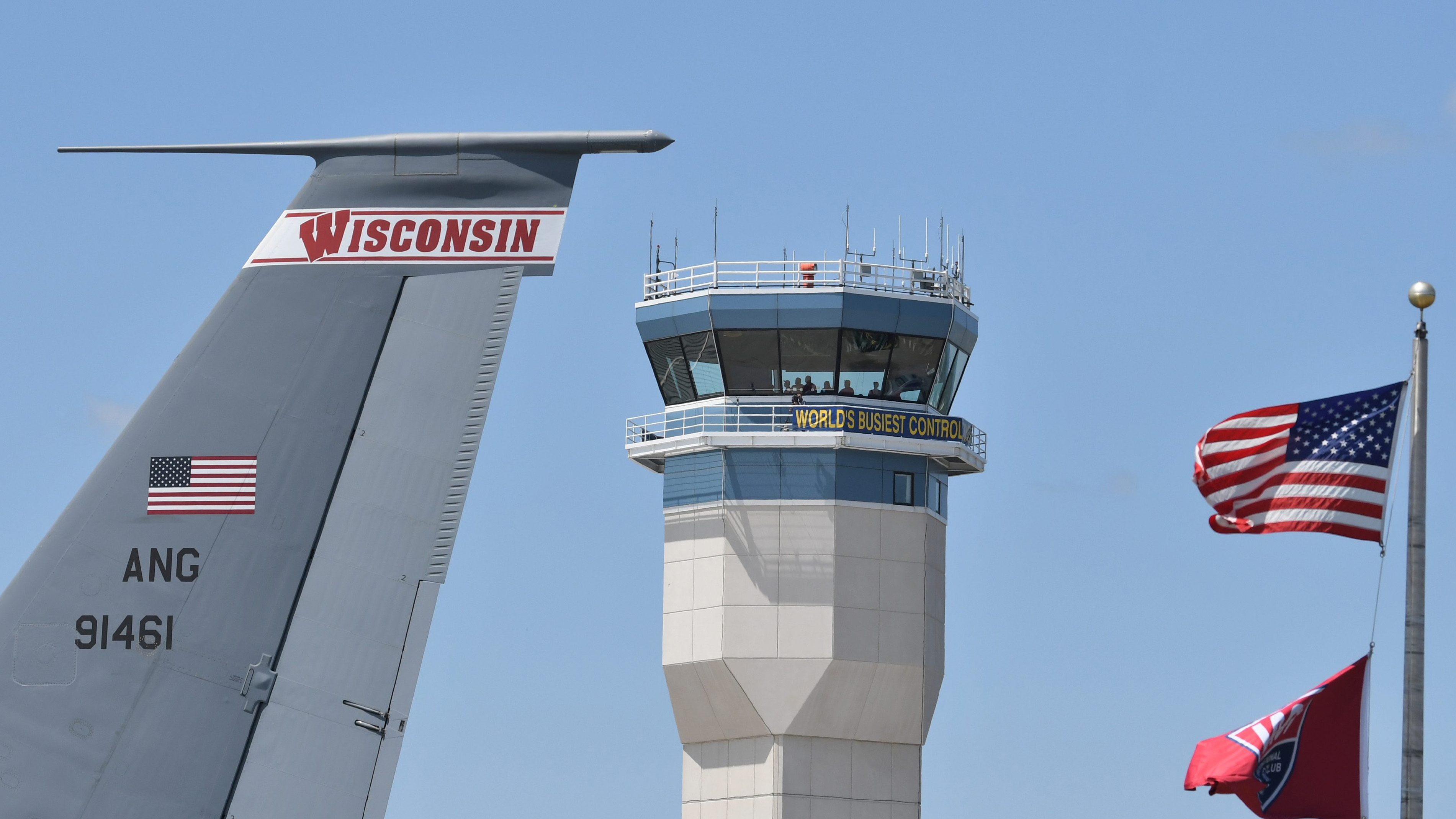The iconic control tower will once again direct a mass arrival of Piper Cherokees to EAA AirVenture in July. Photo by Mike Collins.