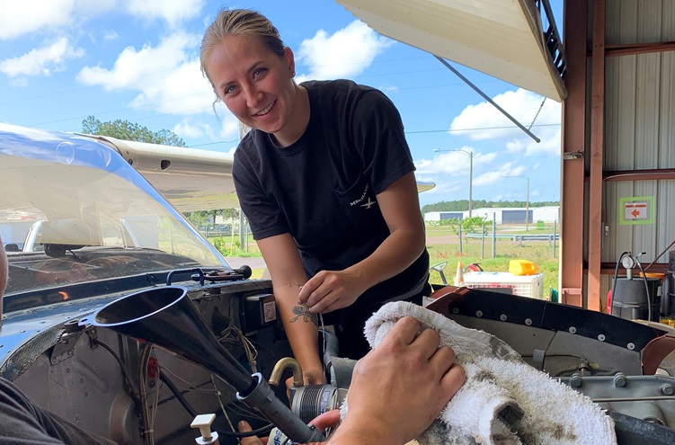 Student pilot and aircraft maintenance apprentice Meagan Huerta hopes to become an A&P, an emergency medical services pilot, a CFI, and a flight school owner. Photo courtesy of Meagan Huerta.