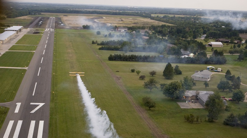 Lloyd Stearman field, 14 miles northeast of Wichita, Kansas, is primarily an airpark community but offers food, fuel, and services for visitors. Photo by Mike Fizer.