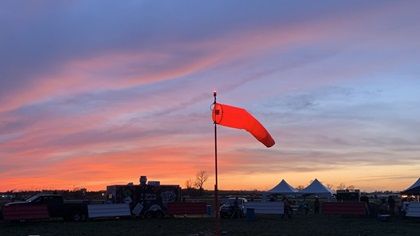 Winds howled during the Mayday STOL Drag, curtailing some of the activities. But the winds relented on occasion, including during this sunset. Photo by Alicia Herron.