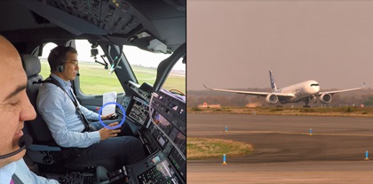 Пилот-испытатель Airbus Ян Бофилс держал руки при себе, но оставил первый полностью автоматизированный взлет авиалайнера компьютеру в январе 2020 года. Изображения любезно предоставлены компанией Airbus.