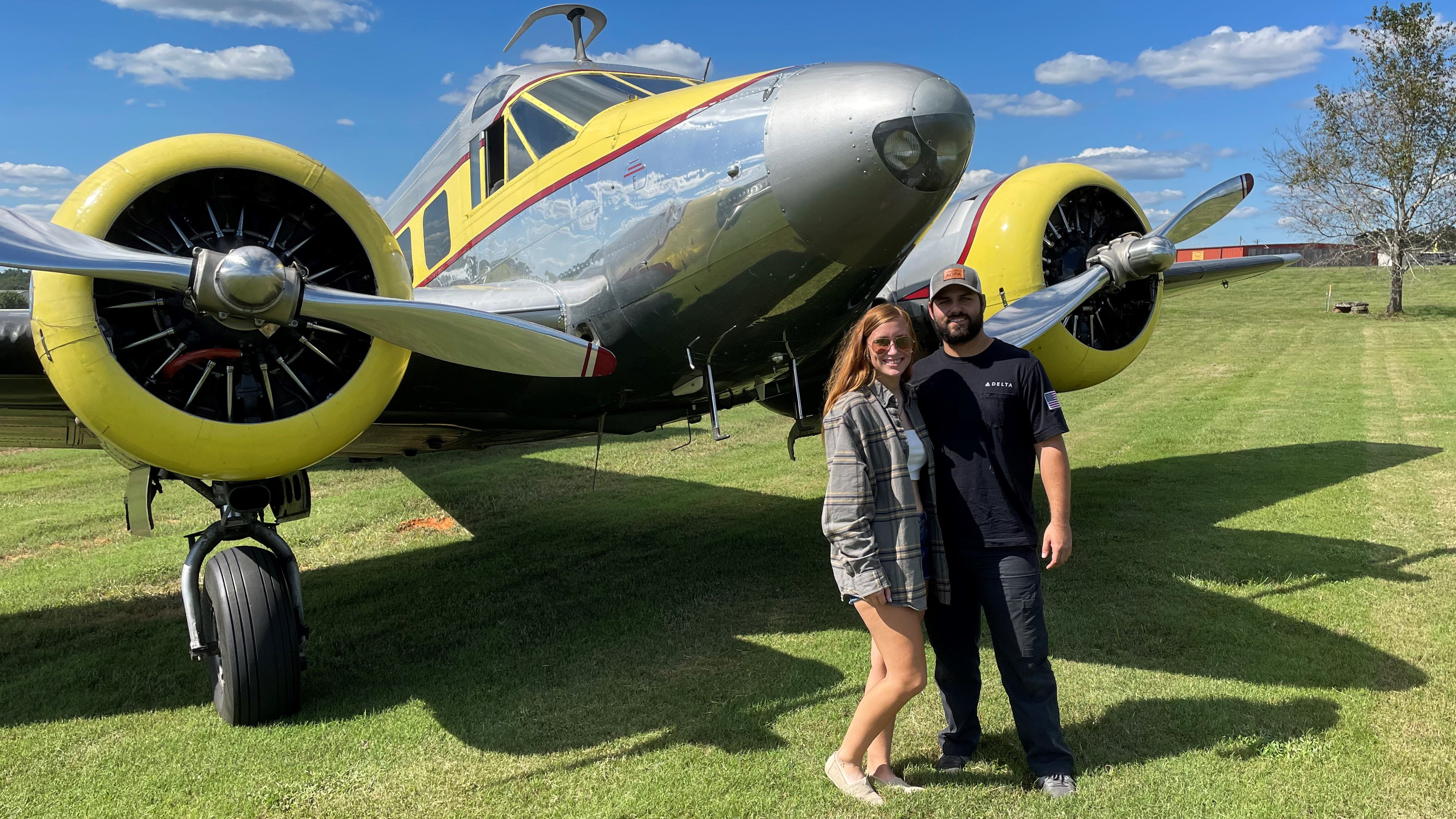 Young aviators Madison Murray and Christian Campbell flew a borrowed Beech 18 from Georgia to Tullahoma, Tennessee, for the annual Beech Party Fly-In. Photo courtesy of Madison Murray. 