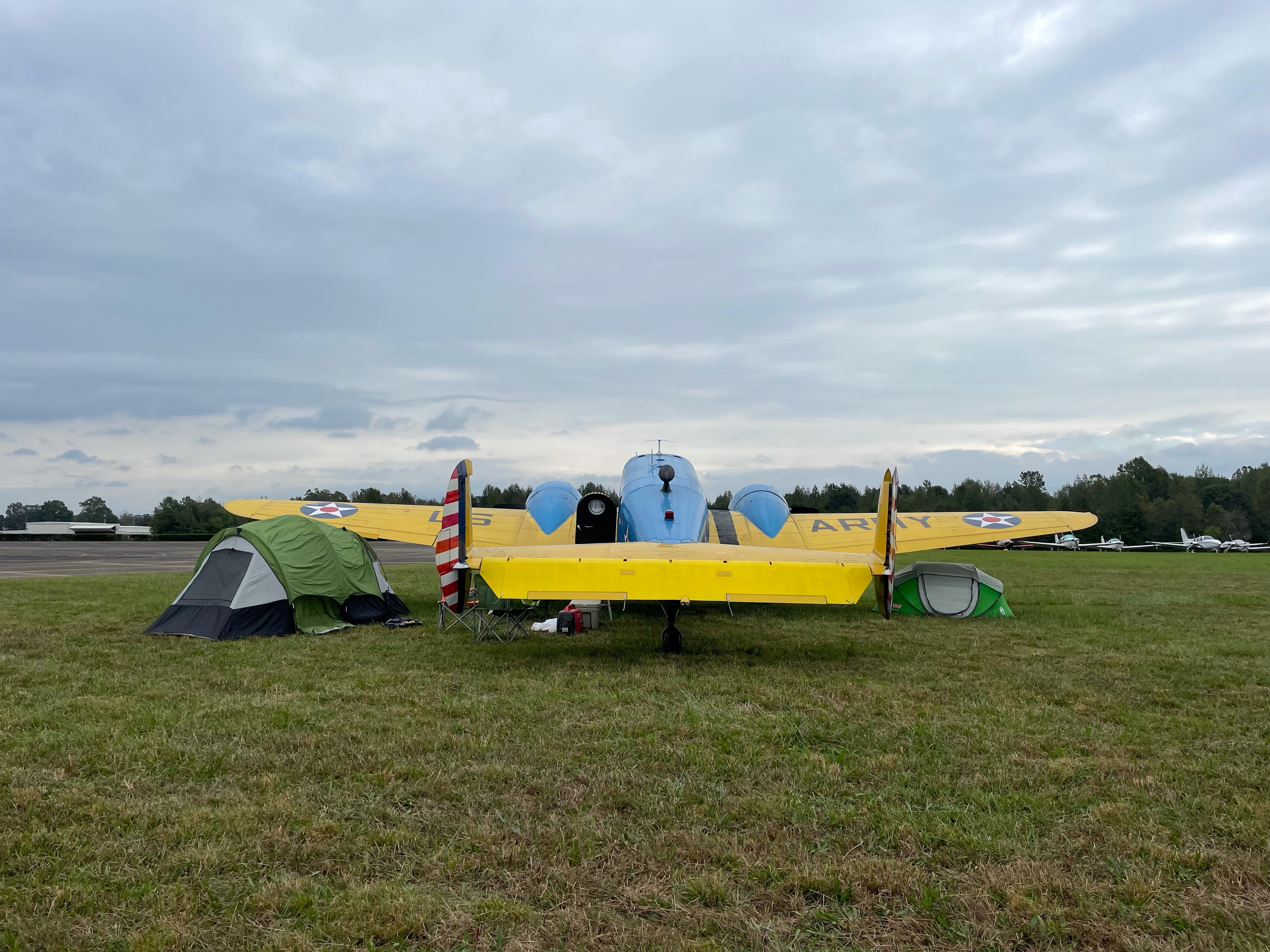 A Beech 18 provides the perfect site for tent camping. Photo by Madison Murray.