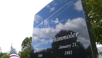 Despite living much of her adult life in California, Lauretta Schimmoler is buried at Holy Trinity Cemetery a few minutes’ drive from the airport she helped develop in Bucyrus, Ohio. Photo by Elizabeth Linares.