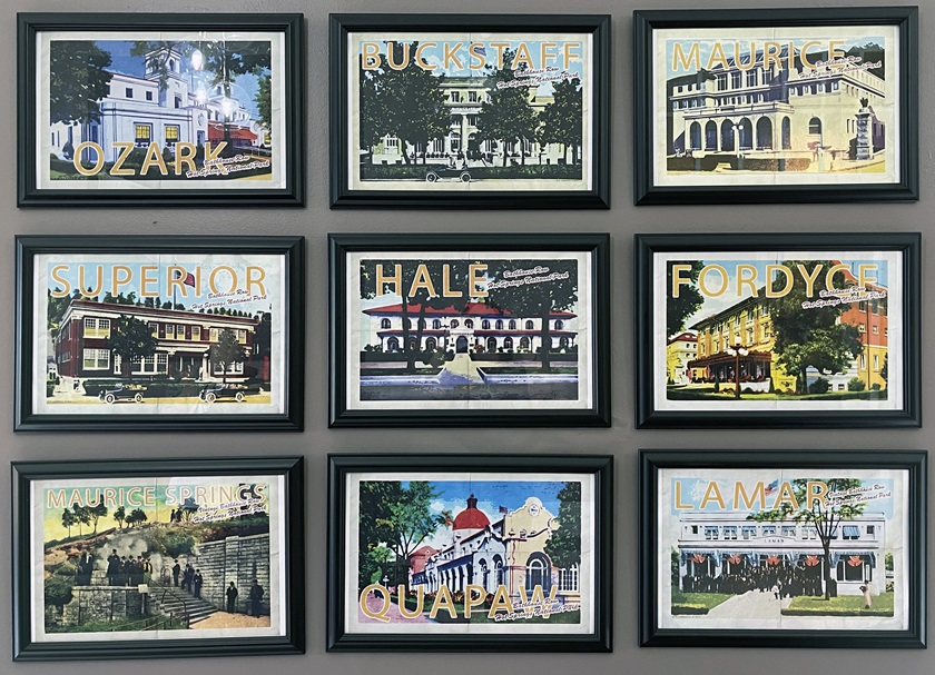 Inside the Hotel Hale, the oldest visible structure on Bathhouse Row, is this display of historic bathhouses. Photo by MeLinda Schnyder.