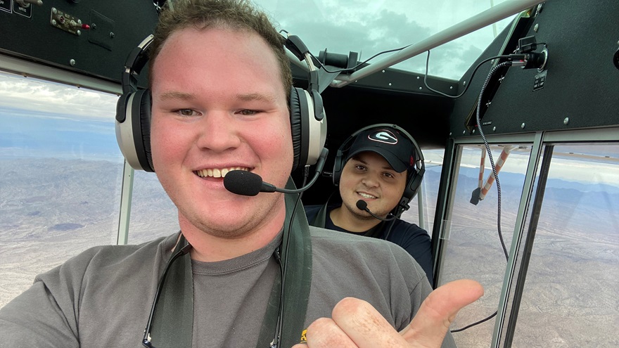 Young aviators Jack Reynolds and Jacob Gates fly an Aviat Husky over 2,000 miles in 2.5 days. Photo by Jack Reynolds.