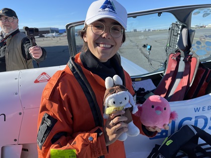 Follow Zara Rutherford on the Fly Zolo Facebook page (www.facebook.com/FlyZolo/) to learn how Miffy, the pilot bunny, has been helping out on the around-the-world flight. Photo by Scott McMurren, courtesy of Zara Rutherford.