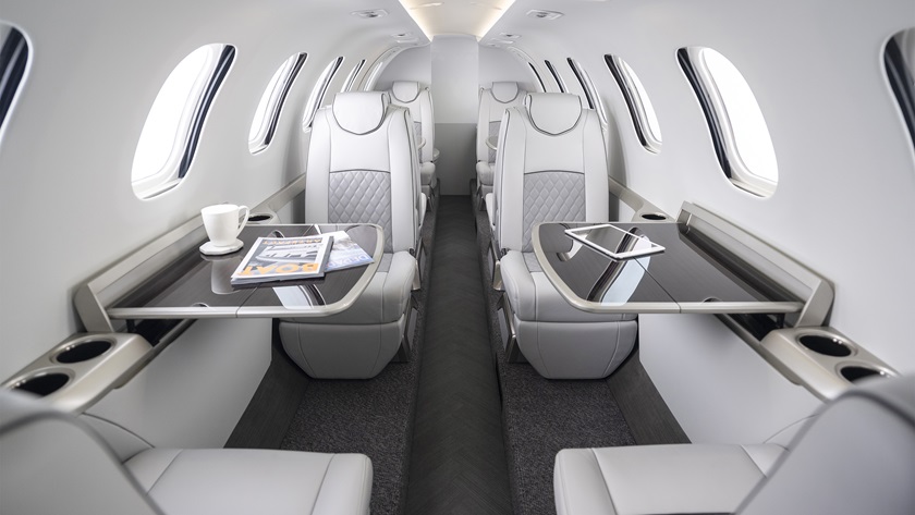 The HondaJet 2600 cabin will feature a modular design, allowing for three configurations to accommodate between nine and 11 occupants, with seven feet between facing seats. Photo courtesy of Honda Aircraft.