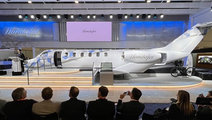 National Business Aviation Association Business Aviation Convention and Exhibition attendees were the first to see the HondaJet 2600 concept, which is projected to match the range and capability of a larger aircraft with efficiency. Photo by Paul Harrop.