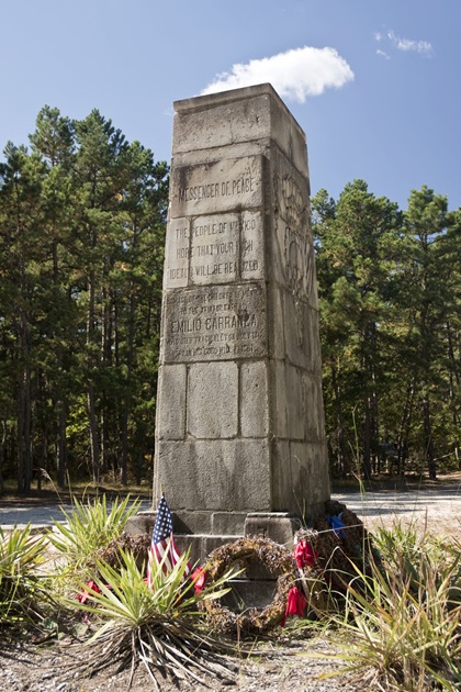 The Carranza Memorial stands at the site of the crash of Emilio Carranza’s airplane in 1928. The monument was erected in 1931 with funds donated by Mexican schoolchildren. Photo by Dennis K. Johnson. 