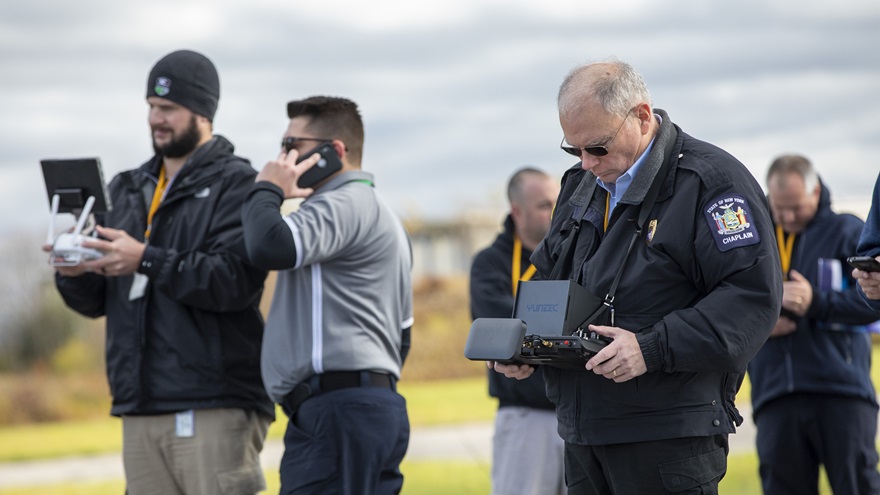 Public safety operators of unmanned aircraft (including those who took part in a multiagency training exercise in upstate New York in 2019, pictured here) will be among the first to benefit from new rules allowing drones to fly beyond the remote pilot's line of sight without advance permission from the FAA. Photo by Jim Moore.