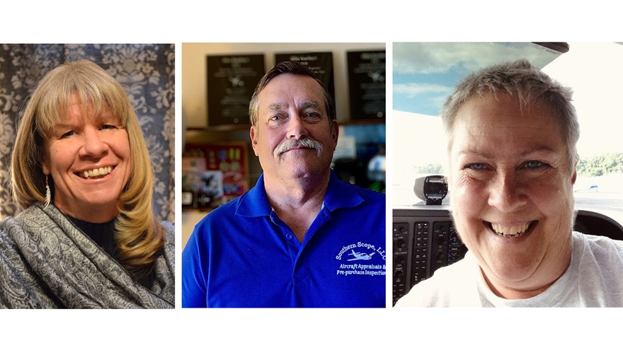 From left, 2022 National CFI of the year Amy Hoover, National Aviation Technician of the Year Michael Everhart, and FAA Safety Team Representative of the Year Laura Herrmann. Photos courtesy of the FAA.