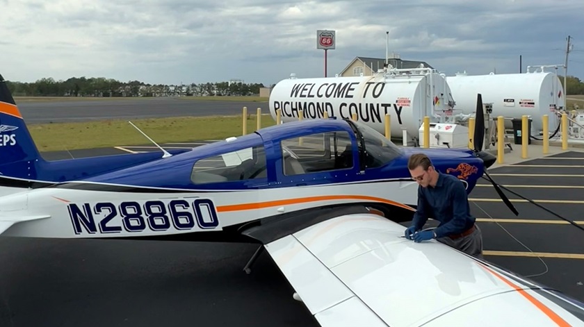 Topping off the tanks at Richmond County Airport in Rockingham, North Carolina. Photo by Erick Webb.