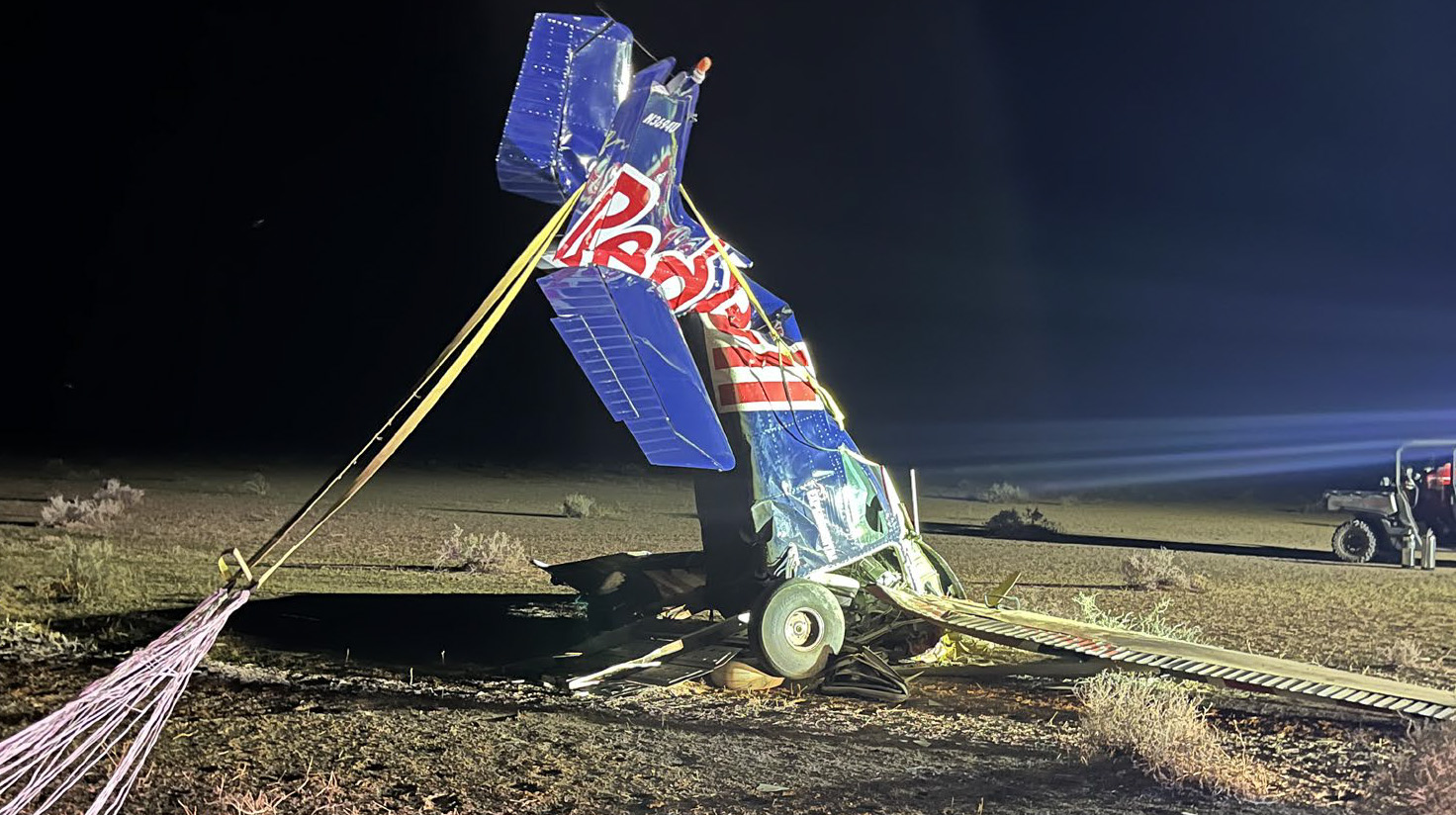 The Cessna 182G N3694U might have been recovered had the aircraft not passed the airframe parachute's trigger altitude of 1,000 feet inverted. NTSB photo.