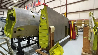 Rebuilt wing sections were shipped to Airbase Georgia from the Commemorative Air Force’s Southern California Wing. Photo by Cayla McLeod Hunt.