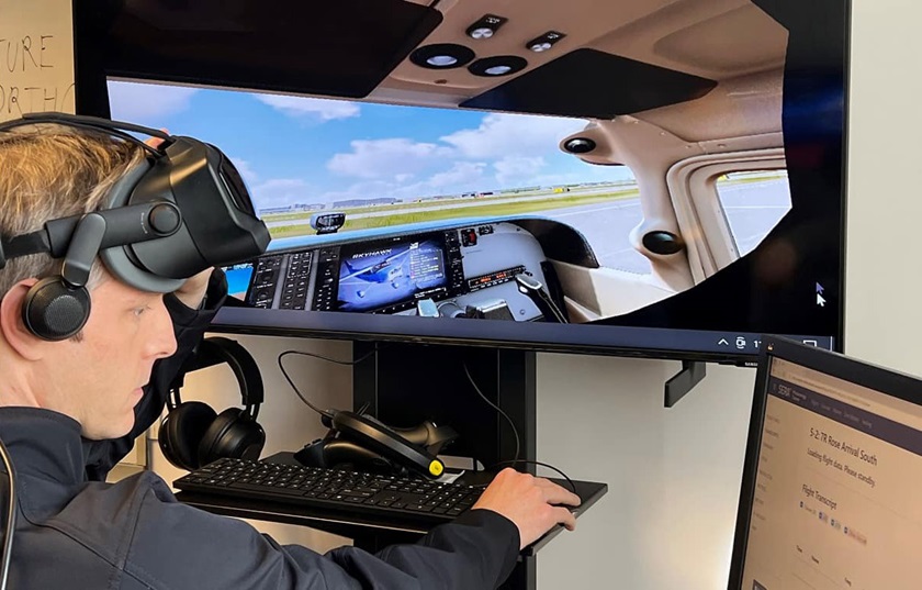 Aviation English Coordinator Andrew Schneider demonstrates the use of the virtual Air Traffic Control Lab at Embry-Riddle Aeronautical University's Daytona Beach campus in Florida. (Photo courtesy of Embry-Riddle/Ginger Pinholster.) 