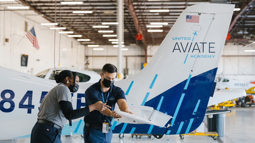 The United Aviate Academy officially welcomed its inaugural class on January 27, aiming to train 5,000 new pilots by 2030, with at least half of them women or people of color. The first class surpassed that diversity goal, with 80 percent of the trainees contributing. Photo courtesy of United Airlines.