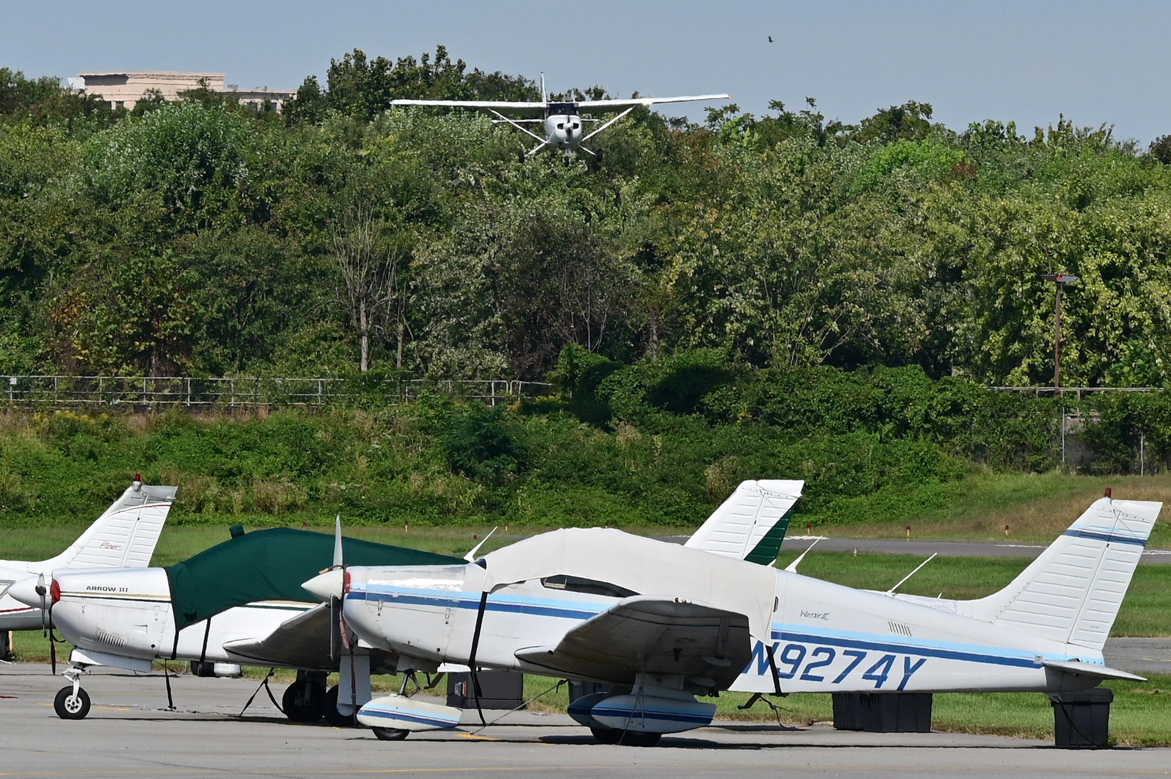 An aircraft is on final to land at College Park Airport, one of the Maryland Three airports requiring special security clearance procedures near Washington, D.C. Photo by David Tulis.