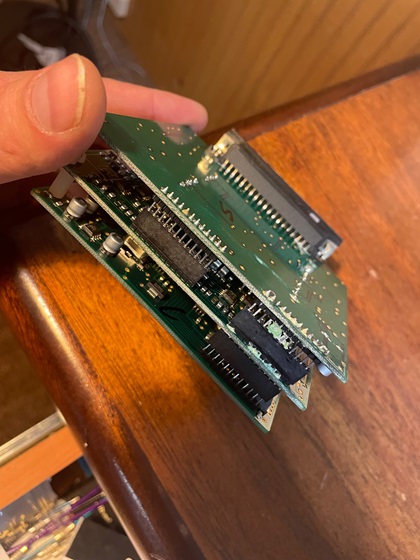 Corrosion caused by leaking fuel damaged this circuit board in the Electronics International MVP-50 engine display. Photo by Robert DeLaurentis.