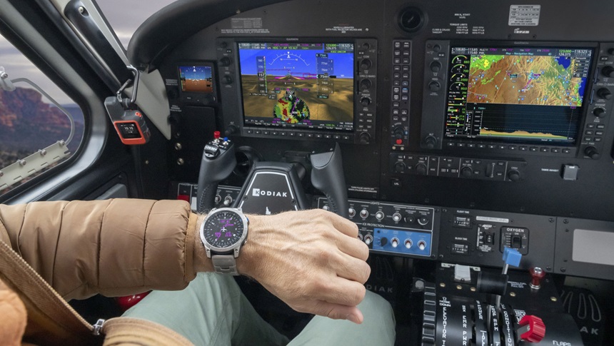 Garmin's D2 Mach 1 GPS aviator smartwatch provides health and fitness tracking, navigation to the nearest airport, weather reporting with automated alerts to changing conditions, and other functions. Photo courtesy of Garmin International Inc.