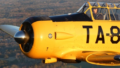 James Frank on his initial North American T-6 Texan solo. Photo by Cayla McLeod.  