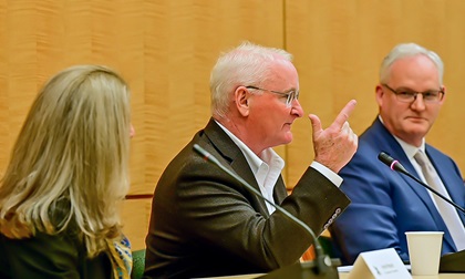 AOPA President Mark Baker joins the FAA’s Earl Lawrence, right, and the Department of Transportation’s Annie Petsonk during an Eliminate Aviation Gasoline Lead Emissions (EAGLE) meeting in Washington, D.C., March 16. Photo by David Tulis.